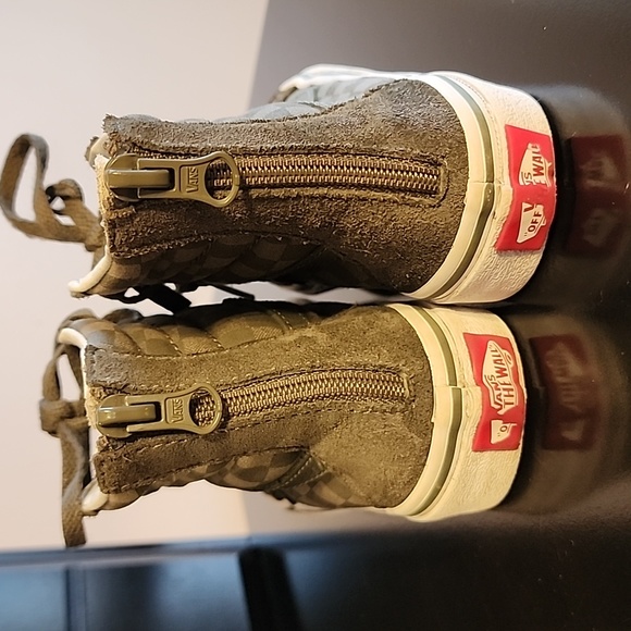 VANS Army Green Checkered SK8 Hi Top Sneakers US Kids Size 13 - Picture 5 of 9